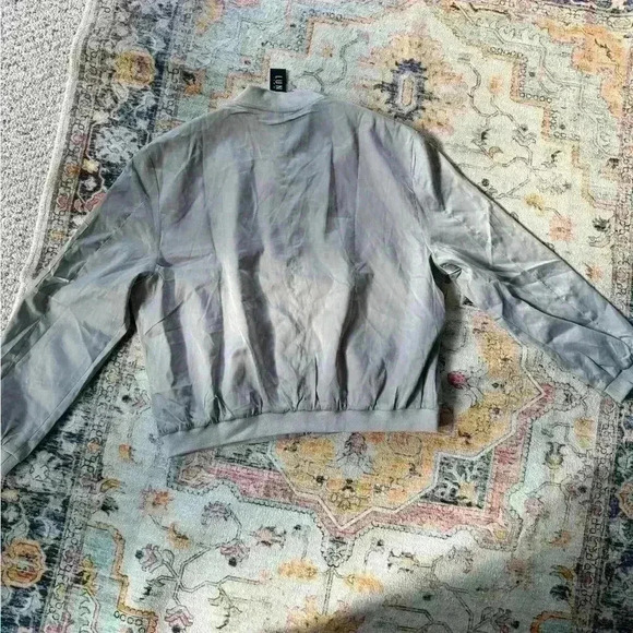 NWT Lunik Satin Silver embroidered Bomber Jacket Size large - Picture 6 of 7